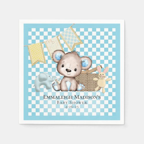 Cute Brown Teddy Bear Picnic Baby Shower Napkins