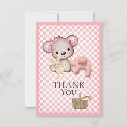 Cute Brown Teddy Bear Picnic Baby Shower Thank You