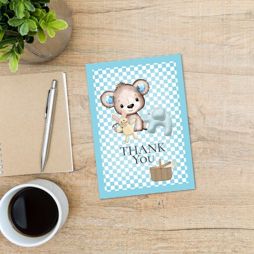 Cute Brown Teddy Bear Picnic Baby Shower Thank You Card
