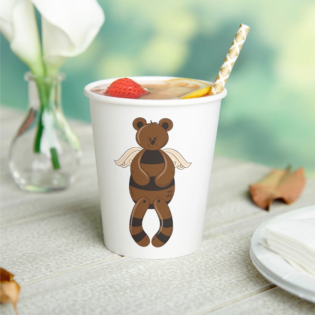 Cute Brown Teddy Bear with Angel Wings  Paper Cups (Creator Uploaded)