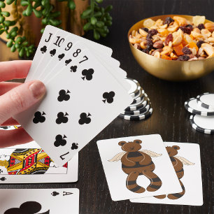 Cute Brown Teddy Bear with Angel Wings Poker Cards