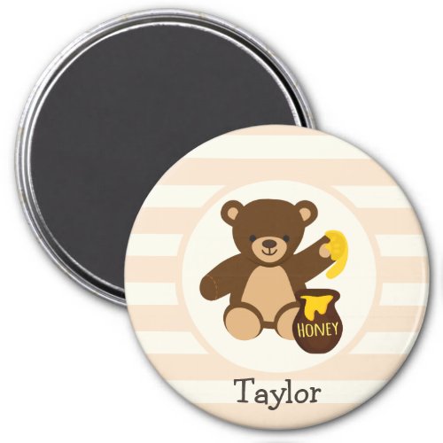 Cute Brown Teddy Bear with Yellow Honey Magnet