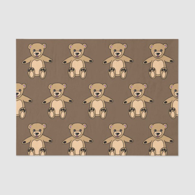 Cute Brown Teddy Bears Tissue Paper (Front)