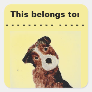 Cute Brown Terrier Dog, Belongs to Square Sticker