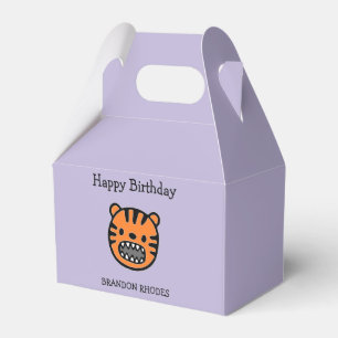 Cute brown tiger face purple favor boxes