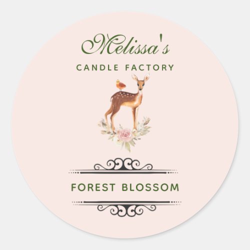 Cute Brown Watercolor Deer Rustic Candle Soap Classic Round Sticker