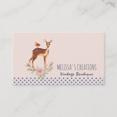 Cute Brown Watercolor Deer Rustic Elegance Business Card