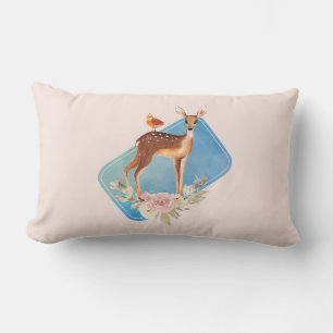 Cute Brown Watercolor Deer Rustic Elegance Lumbar Pillow