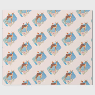 Cute Brown Watercolor Deer Rustic Elegance Wrapping Paper