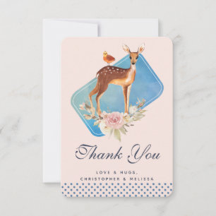 Cute Brown Watercolor Deer Rustic Thank You Card