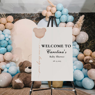 Cute brown we can bearly wait baby shower welcome foam board
