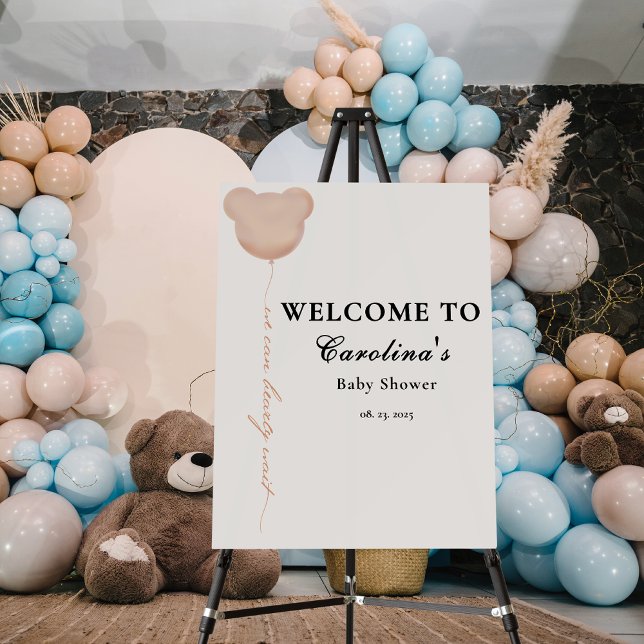 Cute brown we can bearly wait baby shower welcome foam board (Creator Uploaded)