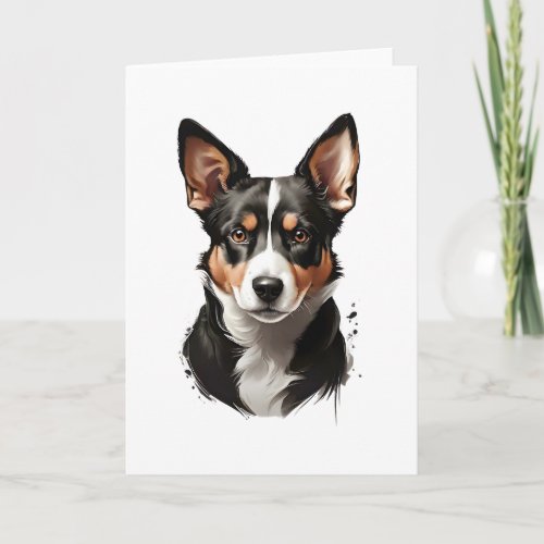 Cute Brown White Black Dog Puppy Blank Greeting  Card