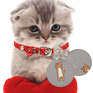 Cute Brown White Cat Cartoon Funny Kawaii Pet ID Tag