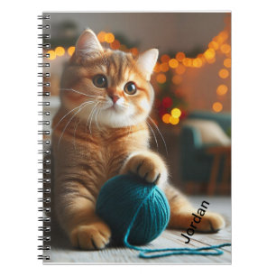 Cute brown- white cat spiral notebook