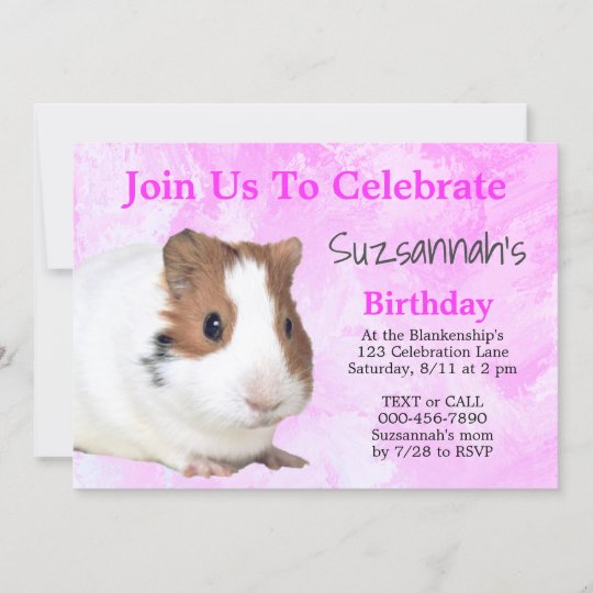 Cute Brown White Guinea Pig Custom Party Invitation | Zazzle.com