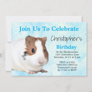 Cute Brown White  Guinea Pig Custom Party Invitation
