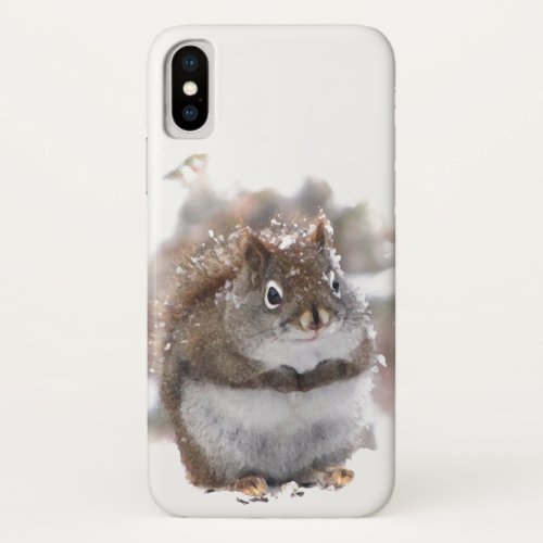 Cute Brown White Squirrel Animal iPhone  X Case