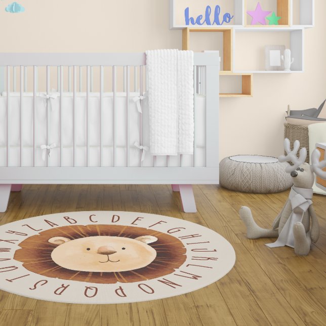Cute Brown Wild Animal Baby Lion ABC Nursery  Rug (Cute Brown Wild Animal Baby Lion ABC Nursery Rug)