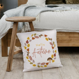 Cute Brown Yellow Foliage Fall Seasonal Throw Pillow