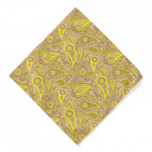 Cute brown yellow paisley pattern bandana