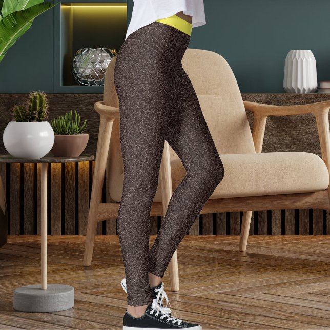 Cute Brown Yellow Sparkle Glitter Pattern Stripes Leggings (Creator Uploaded)