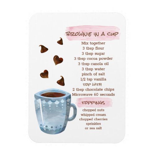 Cute Brownie In A Cup Recipe Pink Hearts Magnet