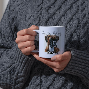 Cute Browns Tea Time With My Boxer Coffee Mug