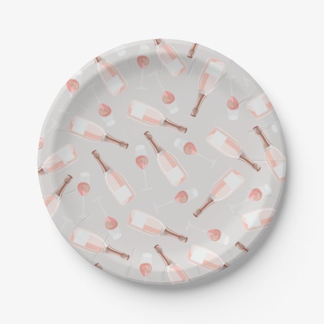 Cute Brunch and Bubbly Champagne Pattern Paper Pla Paper Plates (Front)