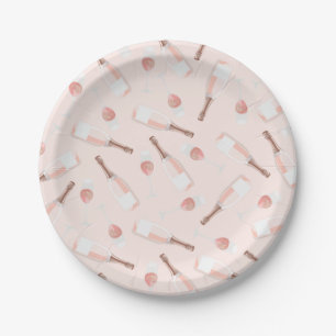Cute Brunch and Bubbly Champagne Pattern Paper Plates