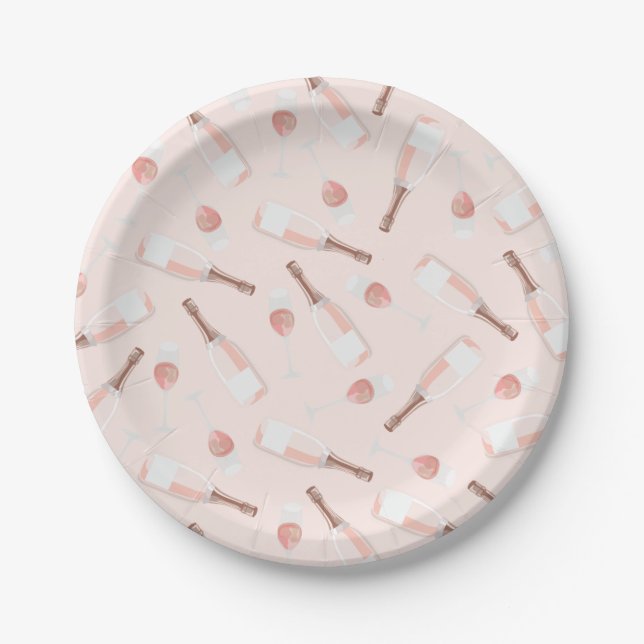 Cute Brunch and Bubbly Champagne Pattern Paper Plates (Front)