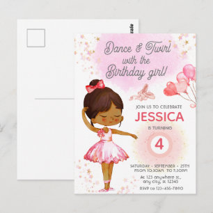 Cute Brunette Ballerina girl birthday ballet Postcard