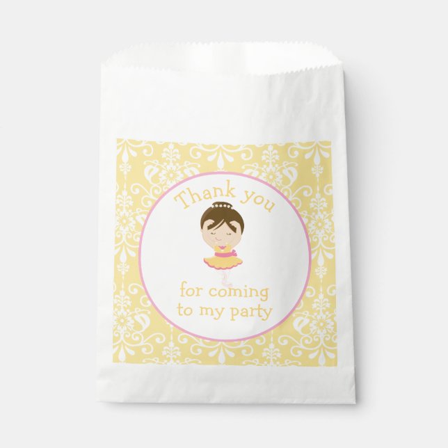 Cute Brunette Ballerina 'I went to' Favor Bag (Front)