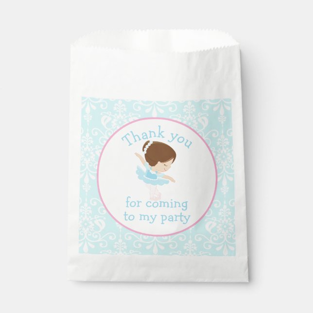 Cute Brunette Ballerina 'I went to' Favor Bag (Front)