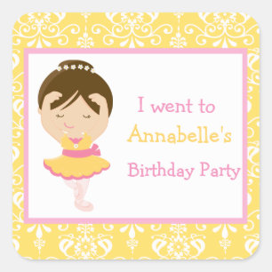 Cute Brunette Ballerina 'I went to' Square Sticker