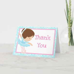 Cute Brunette Ballerina Letterpress Thank You Card