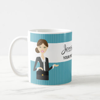 Cute Brunette Business Woman Illustration Coffee Mug