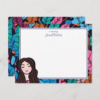 Cute Brunette Light Skin Tone Stationery Note Card