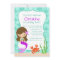 Cute Brunette Mermaid Birthday Invitation