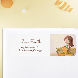 Cute Brunette Mermaid Return Address Label