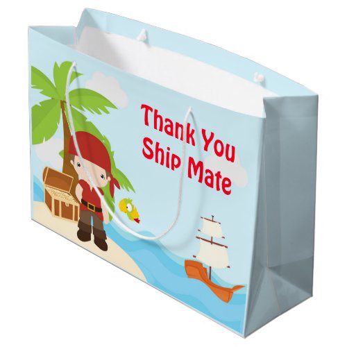 Cute Brunette Pirate Boy in Red Birthday Large Gift Bag