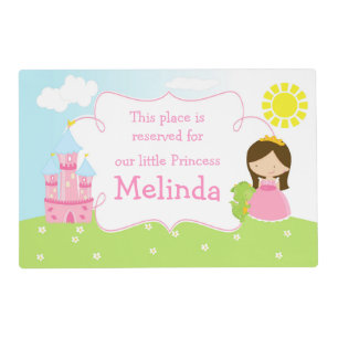 Cute Brunette Princess and Dragon Placemat