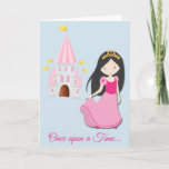 Cute Brunette Princess Granddaughter Birthday Card<br><div class="desc">Here is a cute birthday card for the granddaughter or daughter who dreams of being a princess! The front of the card has a pretty dark haired princess girl wearing a gold crown and a bright pink dress. Behind her, in the distance, is her pink and white castle with gold...</div>
