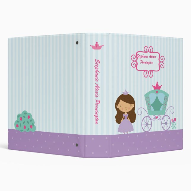 Cute brunette royal princess carriage avery binder (Background)