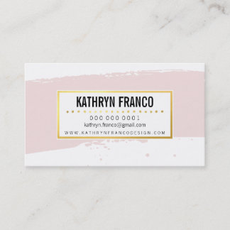 CUTE BRUSH STROKE stylish painted pale pink gold Business Card