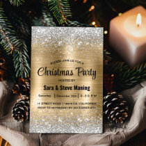 Cute brushed gold faux silver glitter Christmas  Invitation