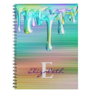 Cute Brushed Gradient Metal Ice Cream Drips  Notebook