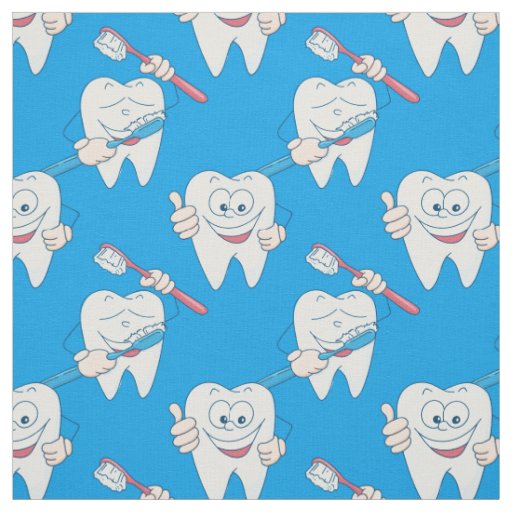 Cute Brushing Teeth Pattern Fabric