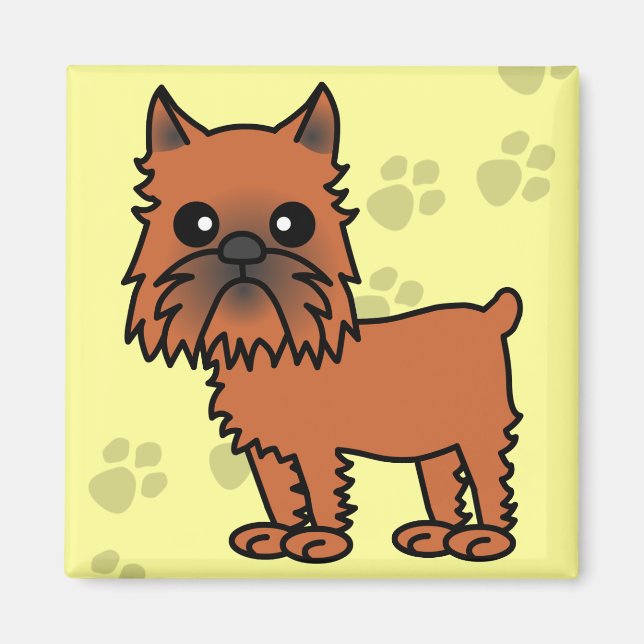Cute Brussels Griffon Cartoon - Clipped Ears Magnet (Front)