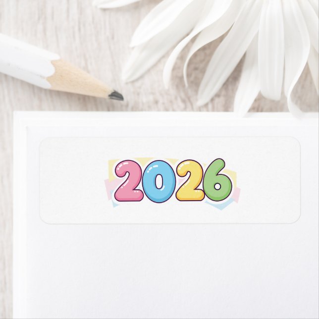 Cute Bubble 2026 Typography – Candy Gloss Pastel  Label (Insitu)